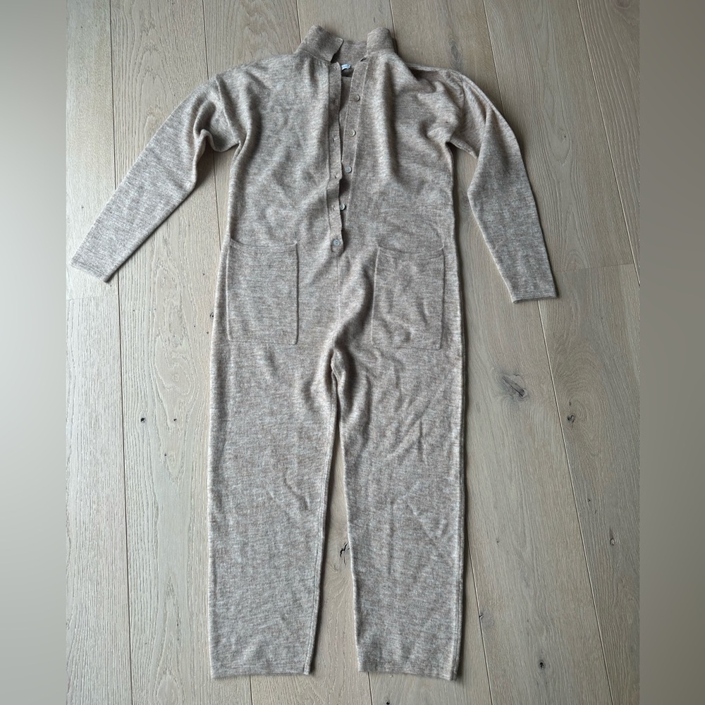 Zara Women’s Cozy Oatmeal Button-Up Jumpsuit